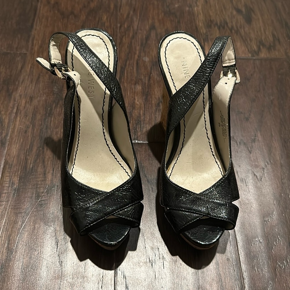 Nine West black wedges. Size 5.